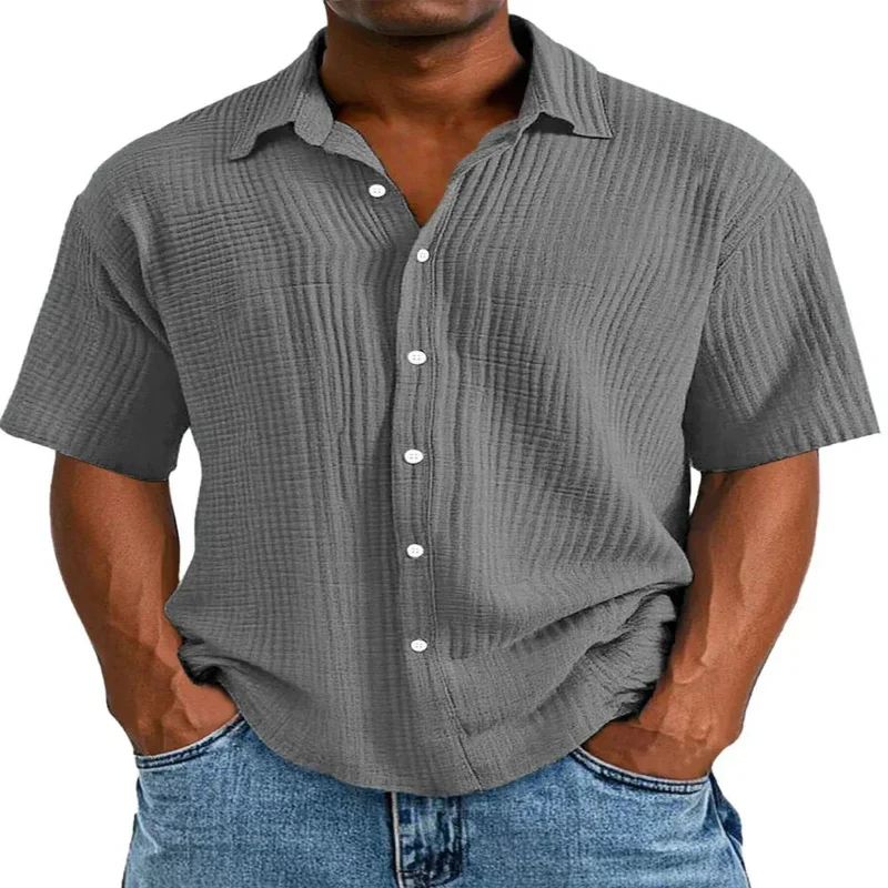 Spring And Summer Men's Short-Sleeve Lapel Shirt