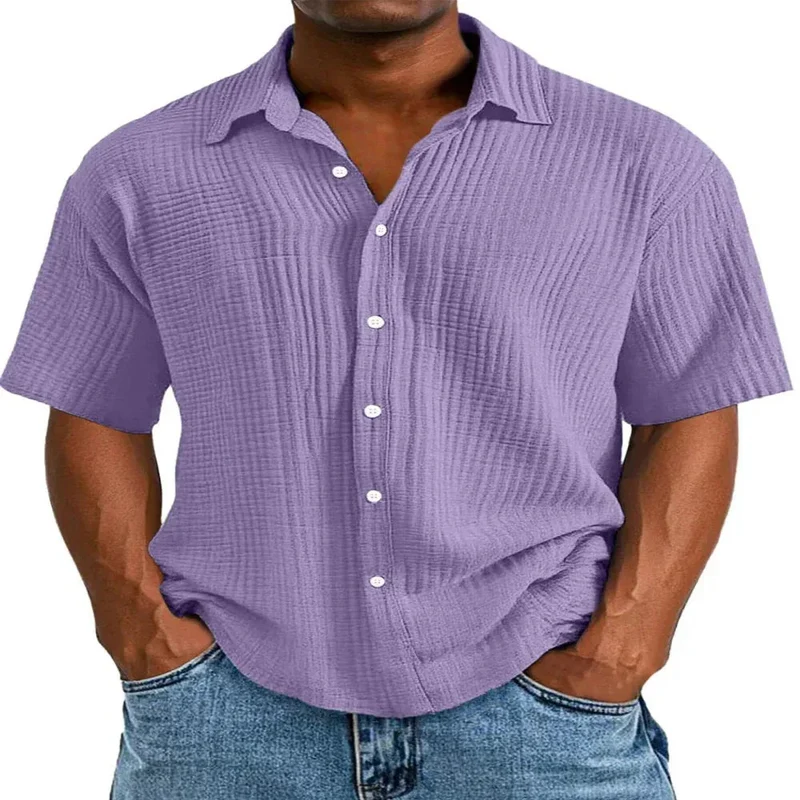 Spring And Summer Men's Short-Sleeve Lapel Shirt