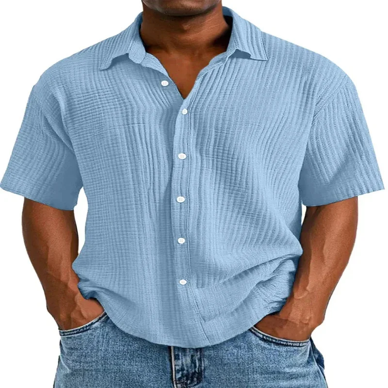 Spring And Summer Men's Short-Sleeve Lapel Shirt