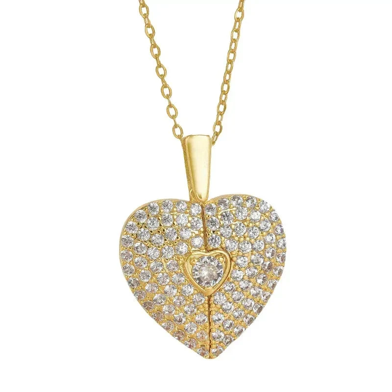 Women's Heart Opening And Closing Necklace Wings Pendant Clavicle Chain Jewelry