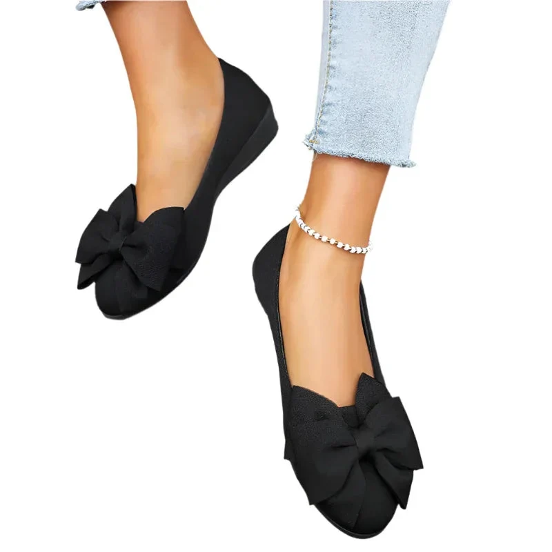 Bowknot Flats Shoes Fashion Casual Round Toe Slip-On Loafers For Women