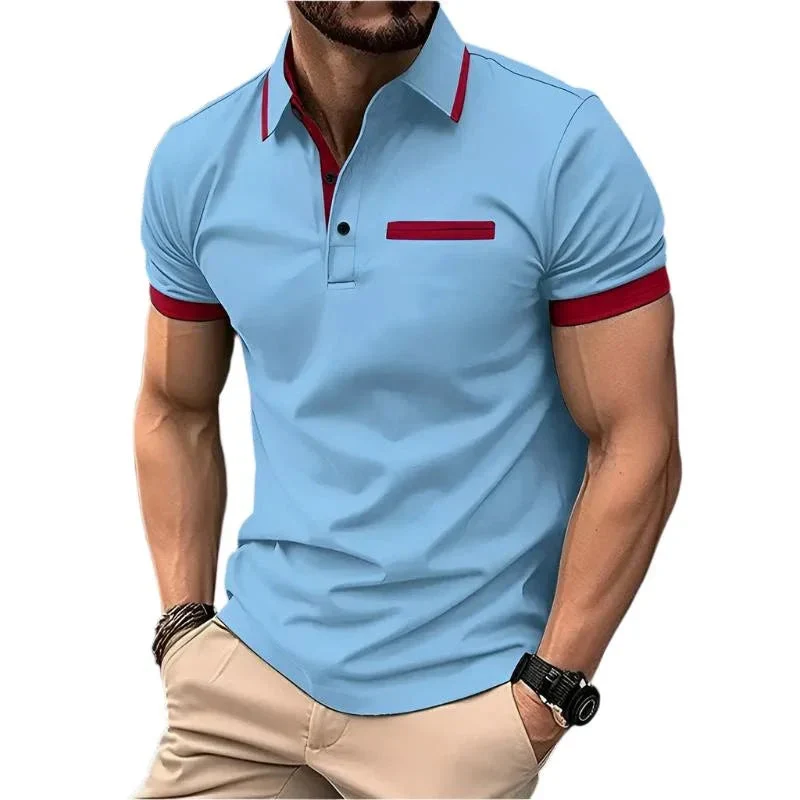 Men's Polo Shirt With Decorative Chest Pocket