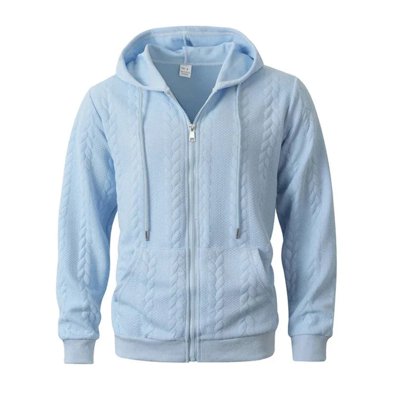 Men's Sporty Solid-Color Patterned Casual Hoodie