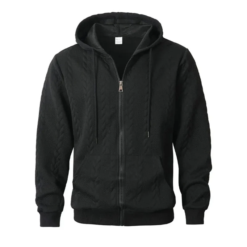Men's Sporty Solid-Color Patterned Casual Hoodie