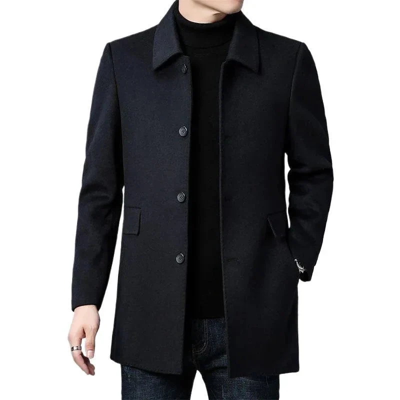 Men's Mid-Length Double-Sided Four-Season Lapel Woolen Coat
