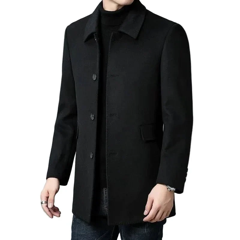 Men's Mid-Length Double-Sided Four-Season Lapel Woolen Coat