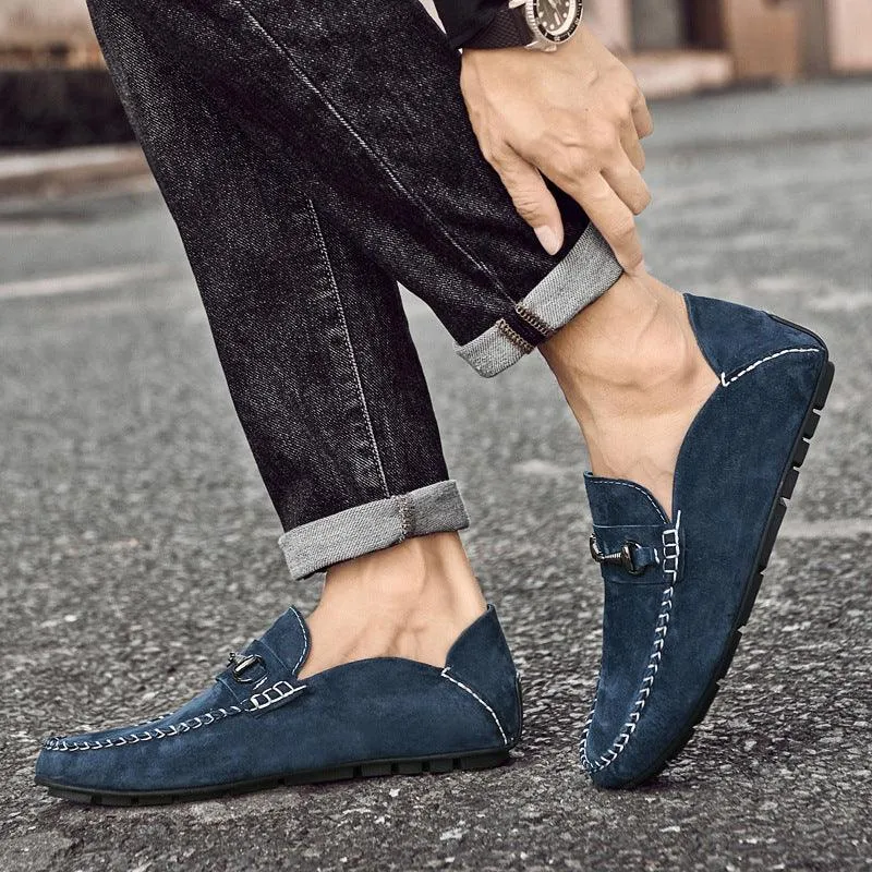 Men's Suede Leather Loafers Breathable Casual Shoes