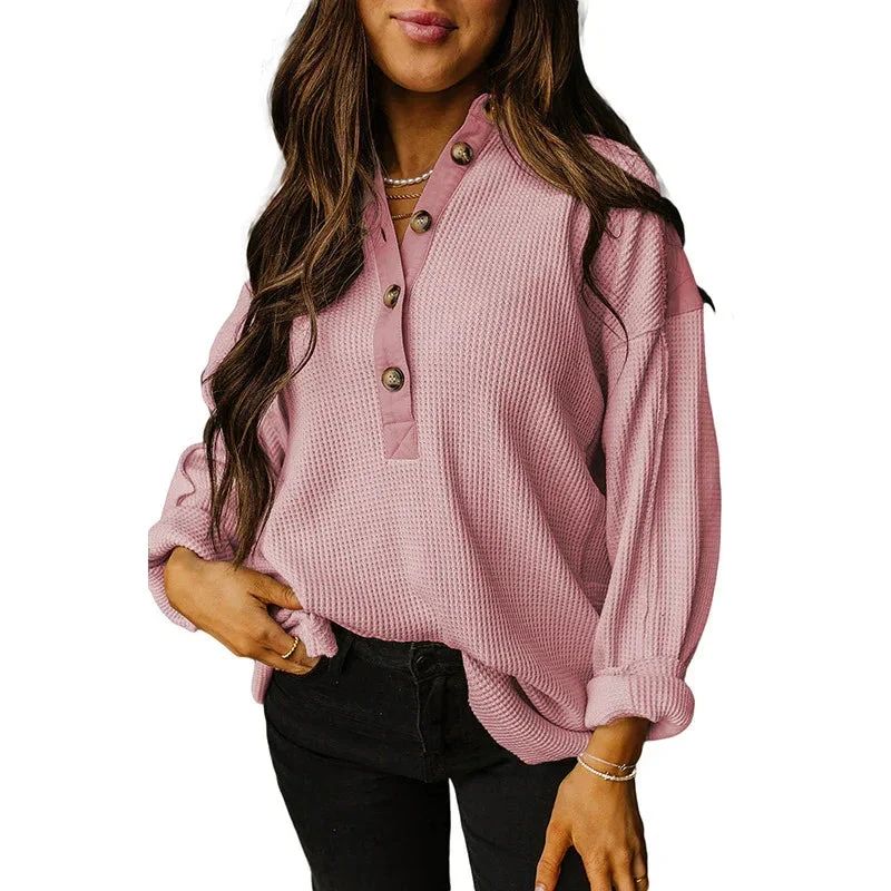 Pullover Round Neck Long Sleeves Shirt Top Women's European And American Loose Fit Sweater