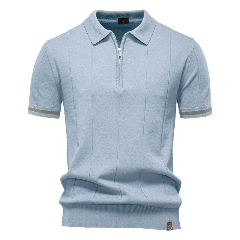 Men's Business Casual Short Sleeve Polo Polo Shirt With Zipper