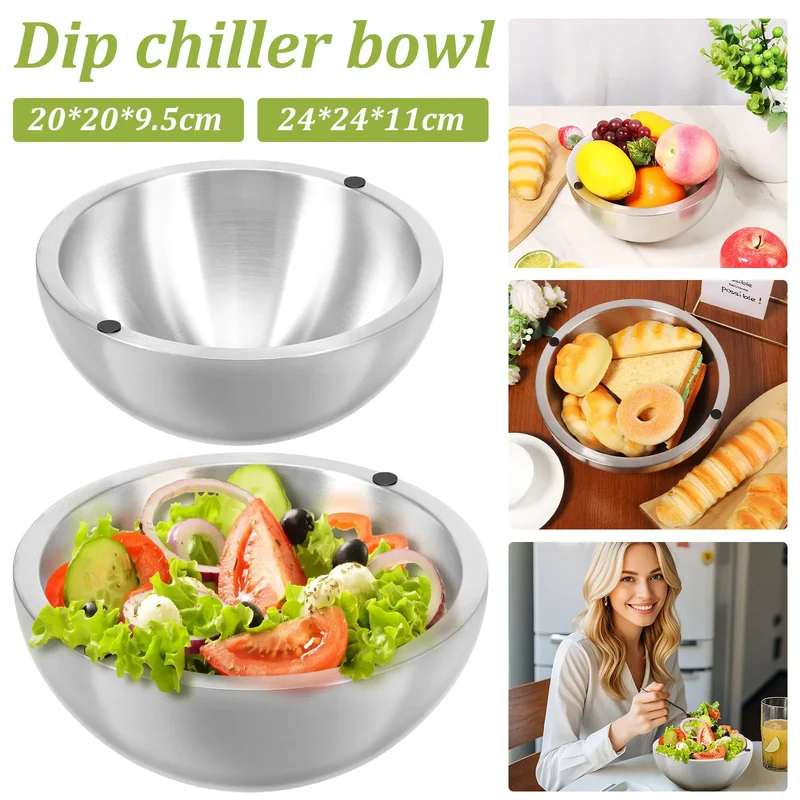 Stainless Steel Mixing Bowl with Ice Cavity