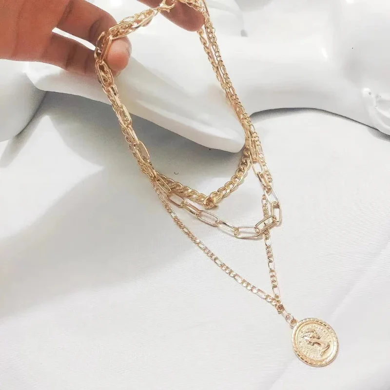 Fashionable All-Match Metal Alloy Multi-Layered Unisex Necklace