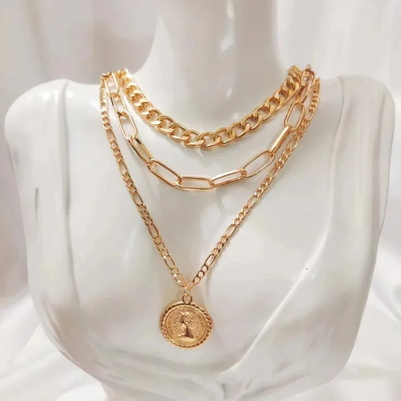 Fashionable All-Match Metal Alloy Multi-Layered Unisex Necklace