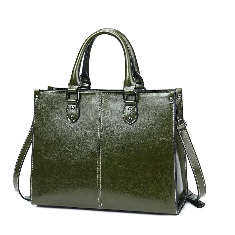 Women's Oil Waxed Leather Handbag
