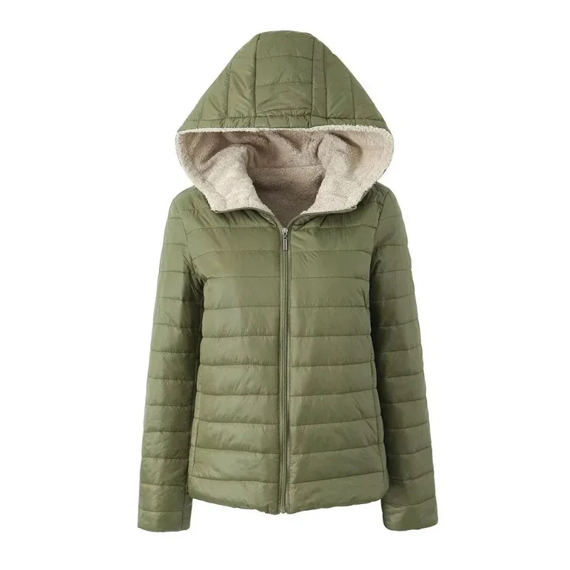 Women's Short Velvet Loose Hooded Cotton Warm Winter Jacket
