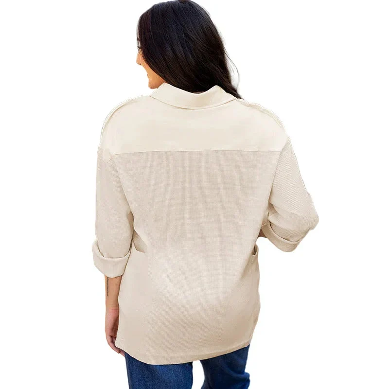 Pullover Round Neck Long Sleeves Shirt Top Women's European And American Loose Fit Sweater