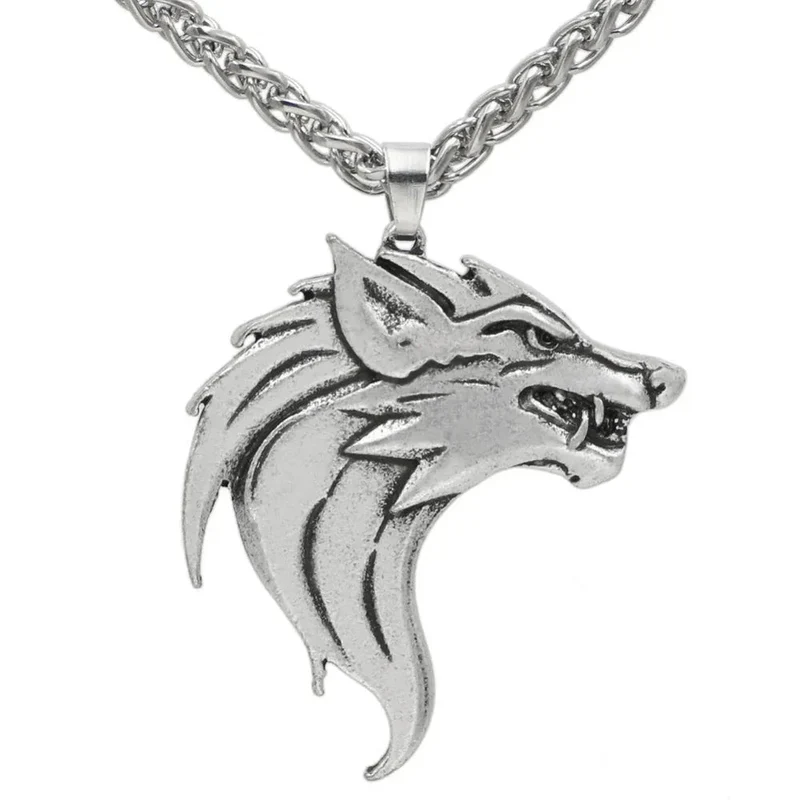 Men's Necklace With Wolf head Pendant