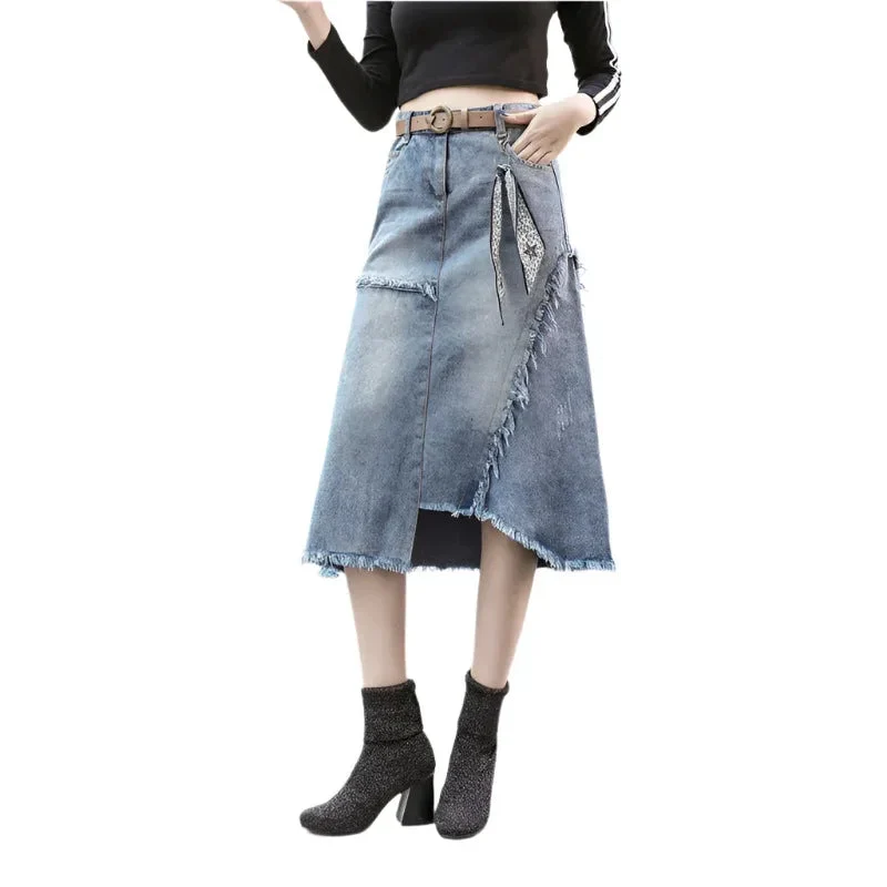 Women's Irregular Slit Denim Skirt