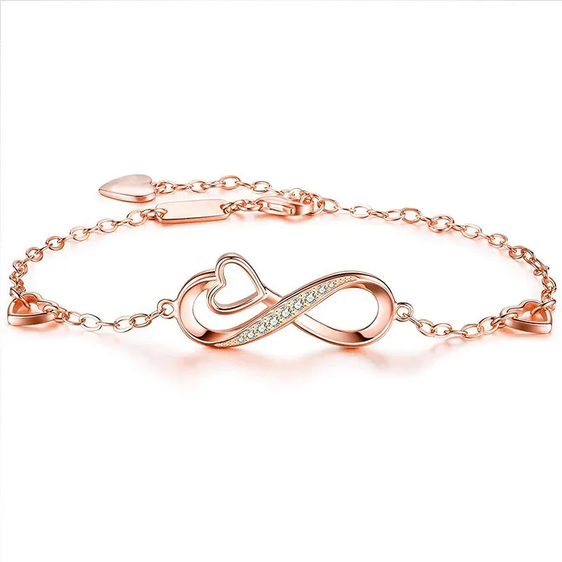 Inlaid 8 Heart-Shaped Bracelet