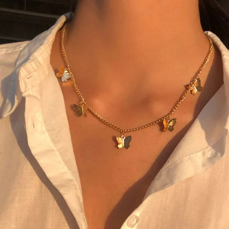 Women's Cute Fashion Golden Butterfly Pendants Necklace