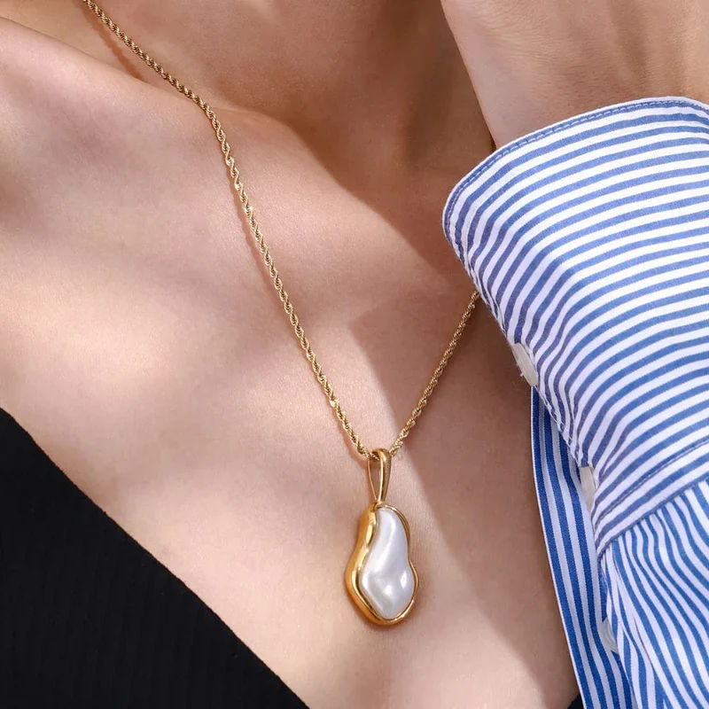 Stainless Steel Pearl Necklace For Women