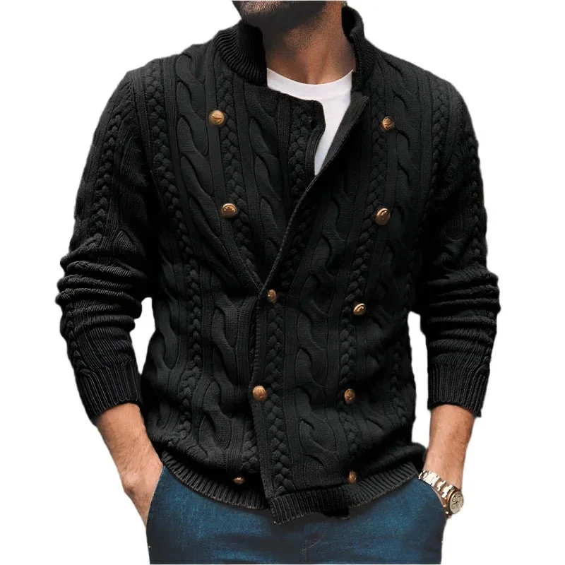 Men's Half Collar Double-Breasted Knitted Buttoned Sweaters