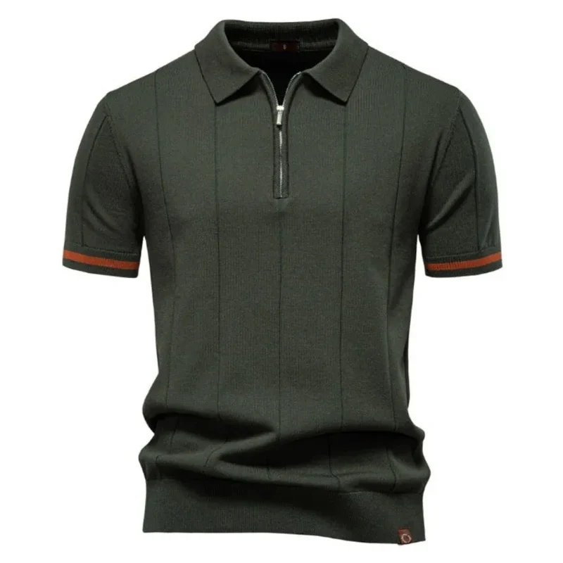 Men's Business Casual Short Sleeve Polo Polo Shirt With Zipper
