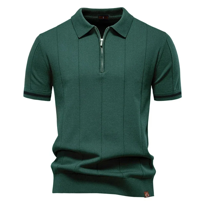 Men's Business Casual Short Sleeve Polo Polo Shirt With Zipper