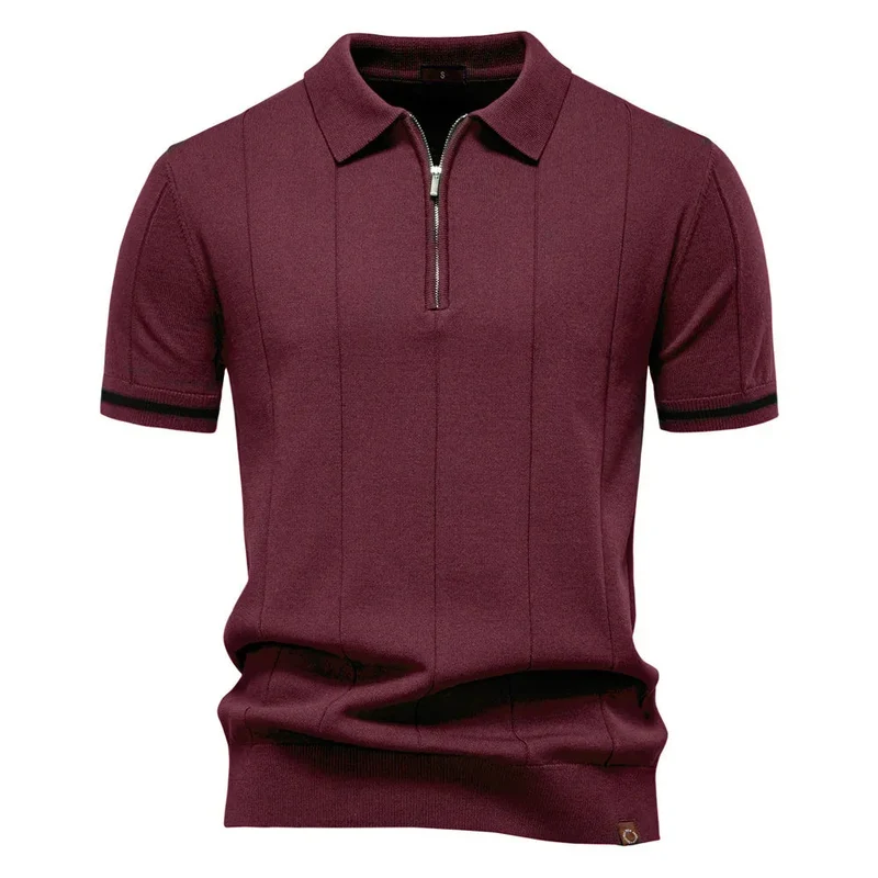 Men's Business Casual Short Sleeve Polo Polo Shirt With Zipper