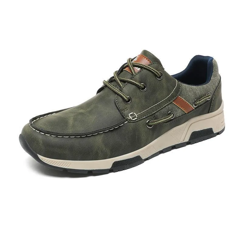 Leather Breathable Sneakers Men's Plus Size Casual Commuter Shoes