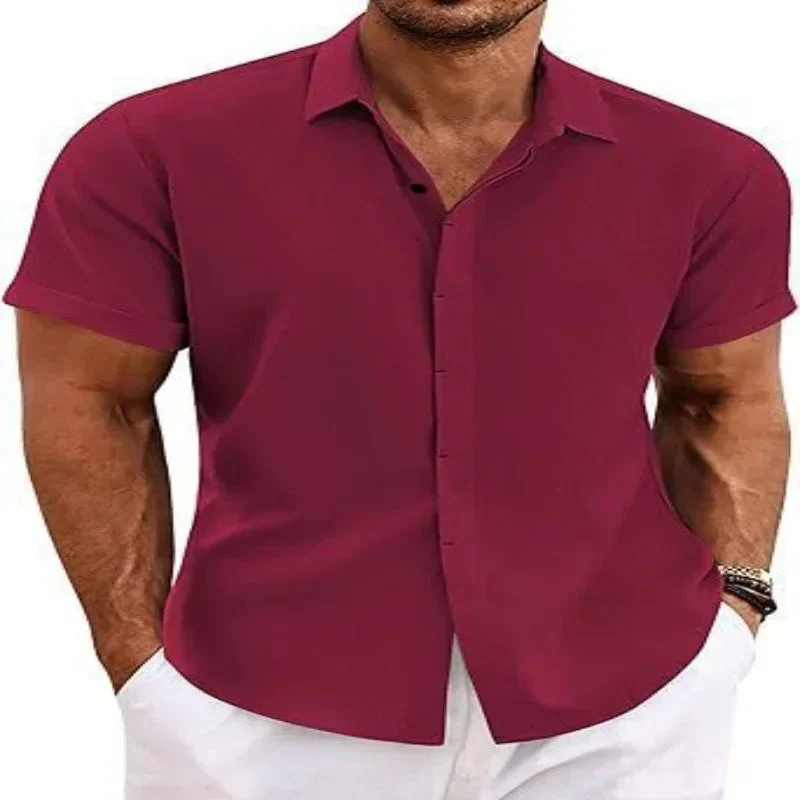 Men's Solid Color Short Sleeve Shirt