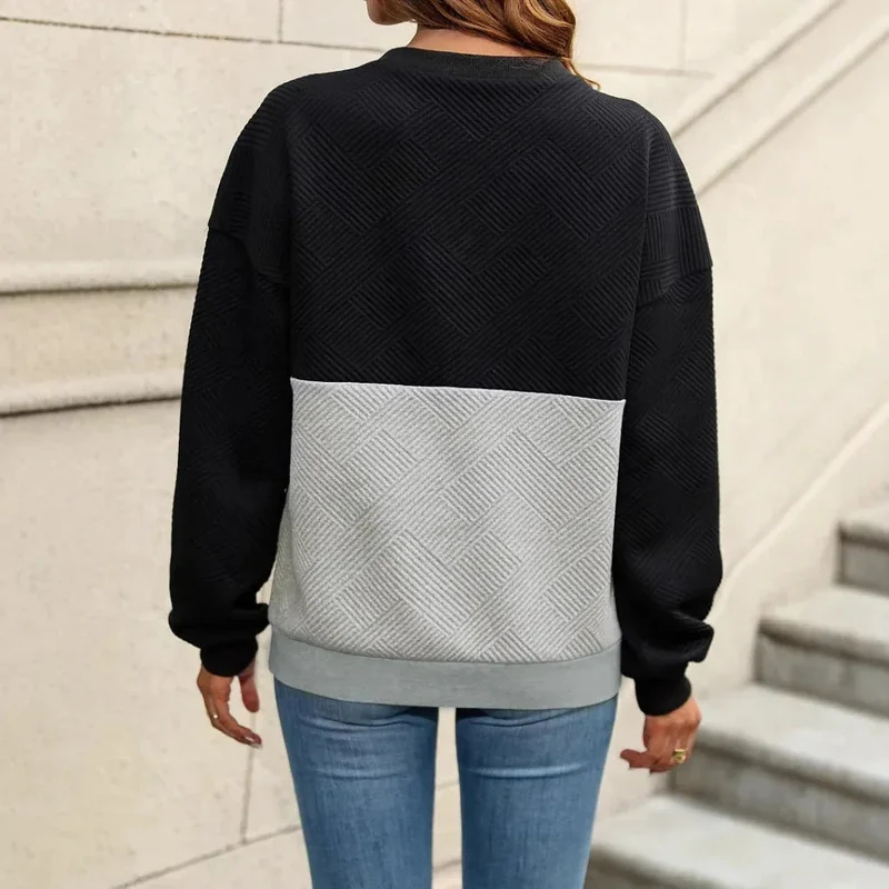Women's Color Cross V-Neck Women's Loose Casual Pullover Shirt Top