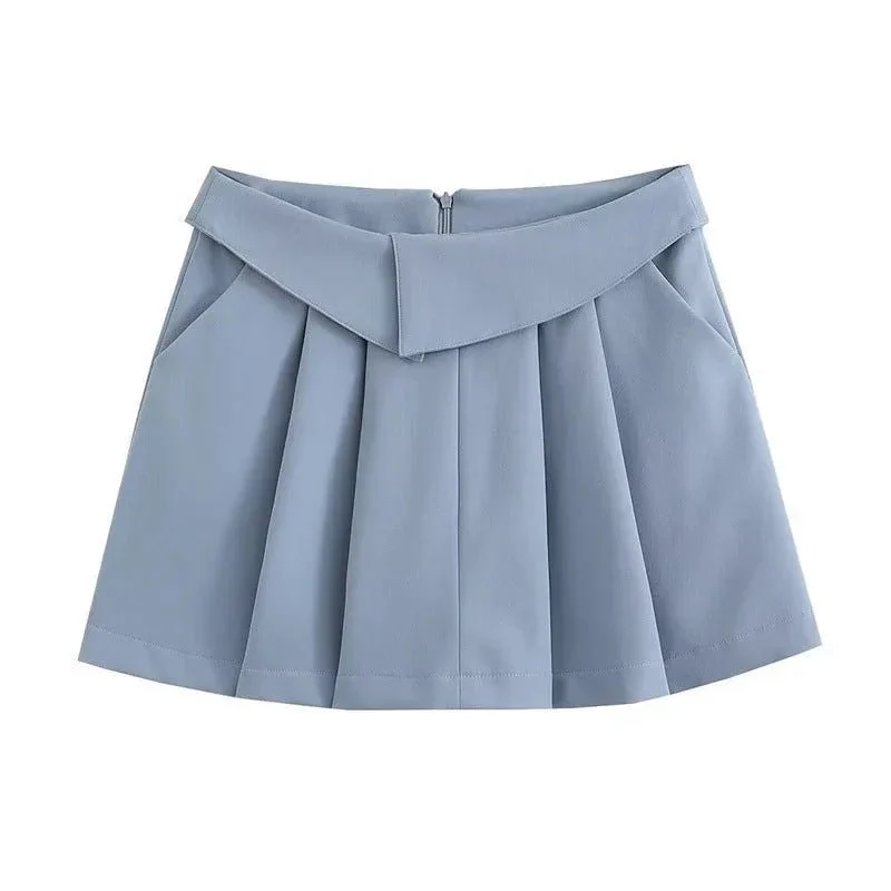 European And American College Style High Waist Pleated Skirt