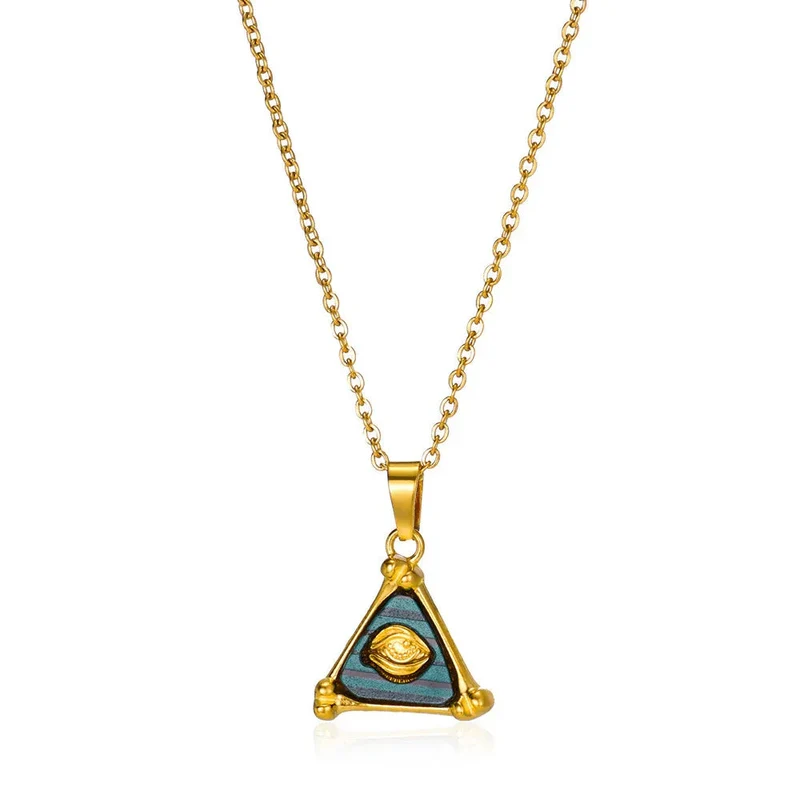 Fashion Triangle 18K Gold Stainless Steel Unisex Necklace