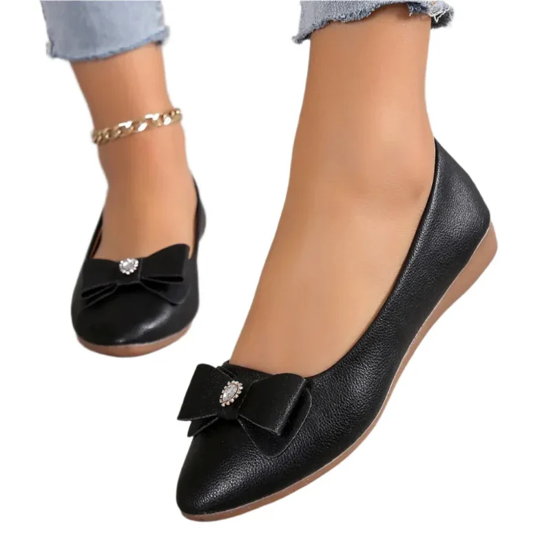 Bowknot Flat Shoes Fashion Casual Pointed Toe Loafers For Women Summer Lazy Shoes