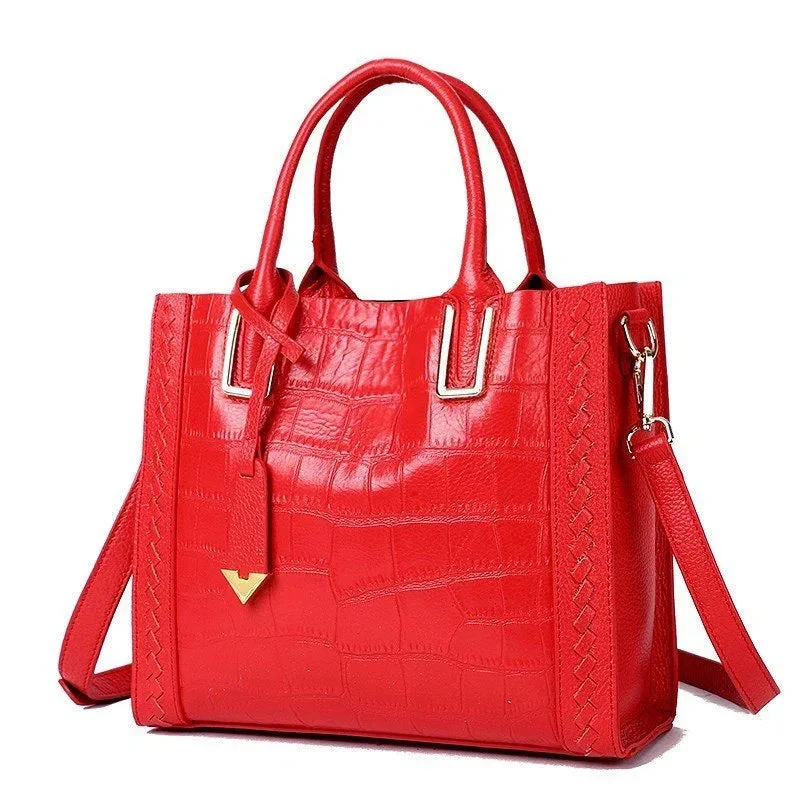 Crocodile Pattern Leather Handbag For Women