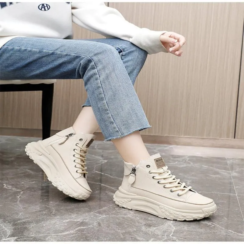 Women's Round Toe Height Increasing Shoes Casual Sneakers