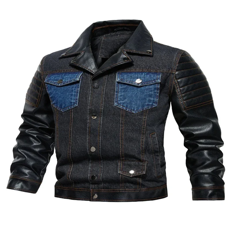 Men's Denim Patchwork Autumn Outerwear Jacket