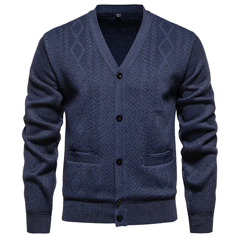 Cardigan Men's Long-Sleeved Striped Fall Winter Sweater