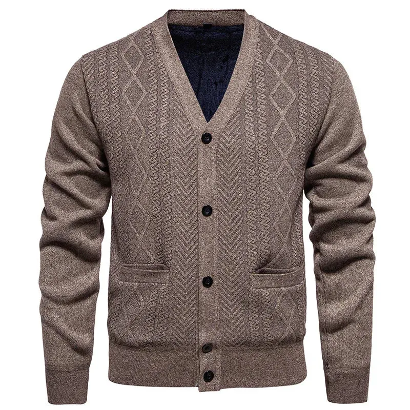 Cardigan Men's Long-Sleeved Striped Fall Winter Sweater
