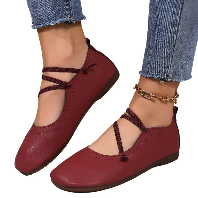 Fashion Square Toe Flats Shoes Shallow Slip-On Loafers Casual Cozy Shoes