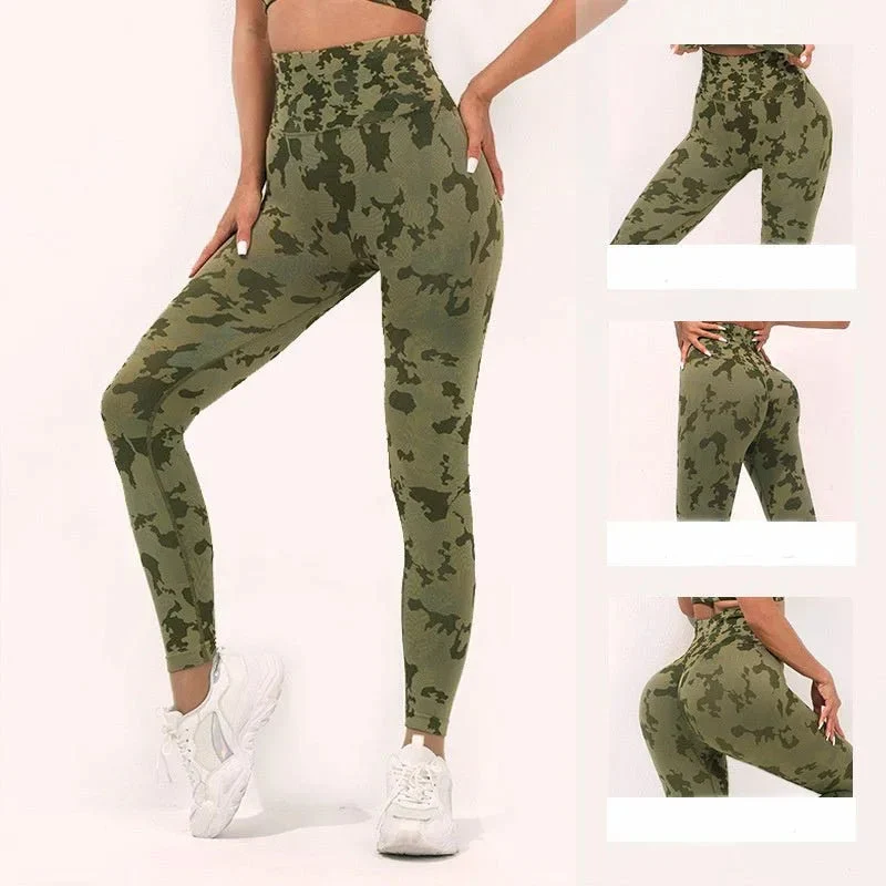 Women's Fitness Camouflage Yoga Pants High Waist Seamless Leggings Butt Lift Tights Gym Exercise Clothing