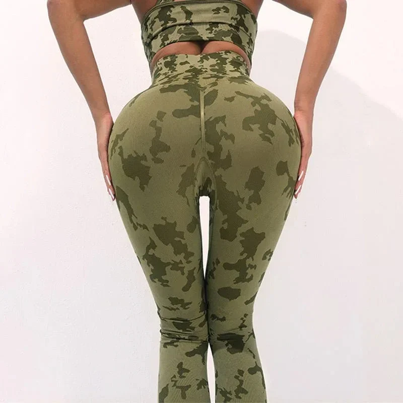 Women's Fitness Camouflage Yoga Pants High Waist Seamless Leggings Butt Lift Tights Gym Exercise Clothing