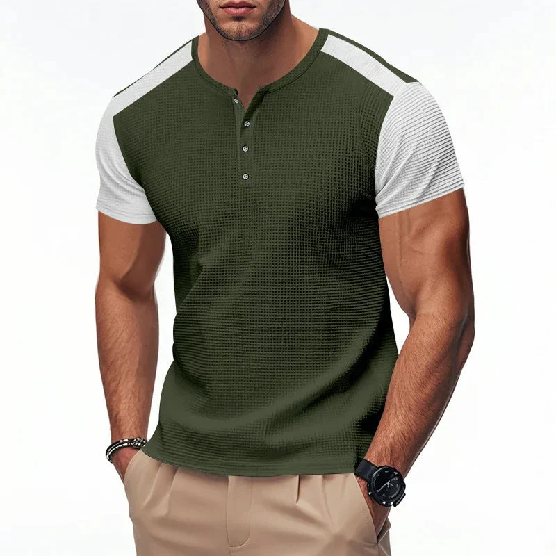 Men's Plus Size Solid Color Buttoned T-Shirts