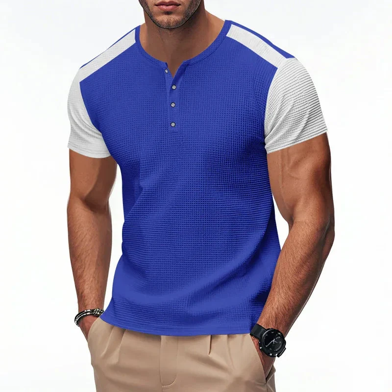 Men's Plus Size Solid Color Buttoned T-Shirts