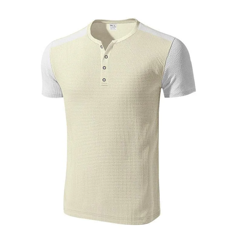 Men's Plus Size Solid Color Buttoned T-Shirts