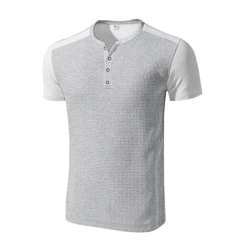 Men's Plus Size Solid Color Buttoned T-Shirts