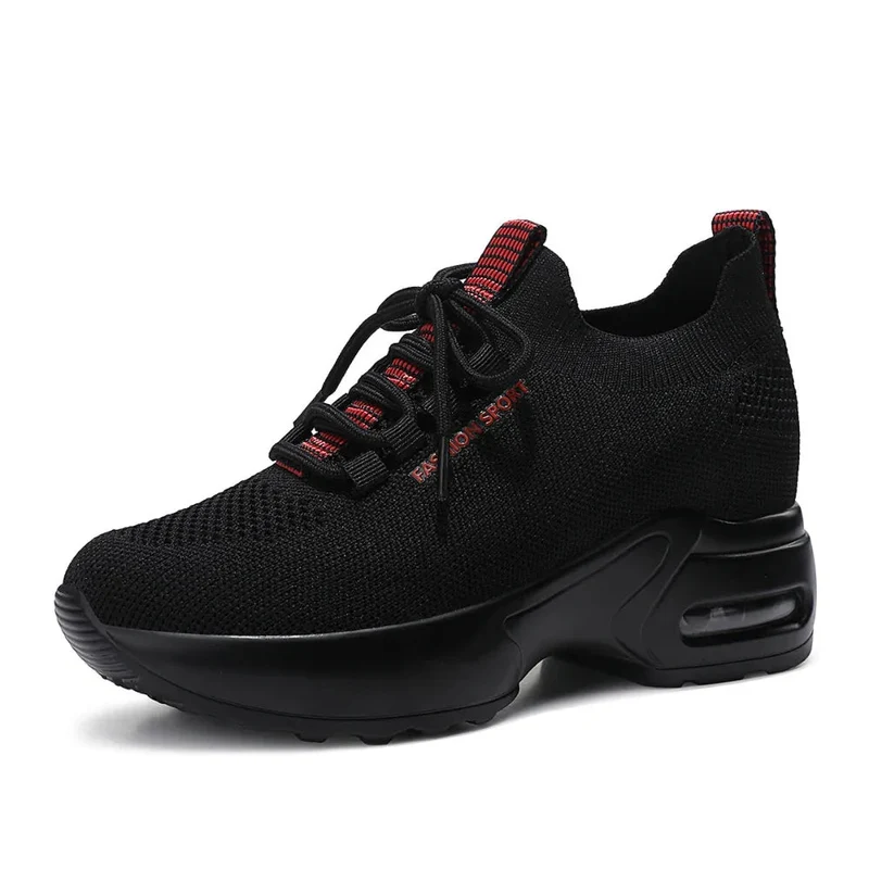 Flyknit Sneakers Summer Height Increasing Insole Women's Mesh Casual Shoes