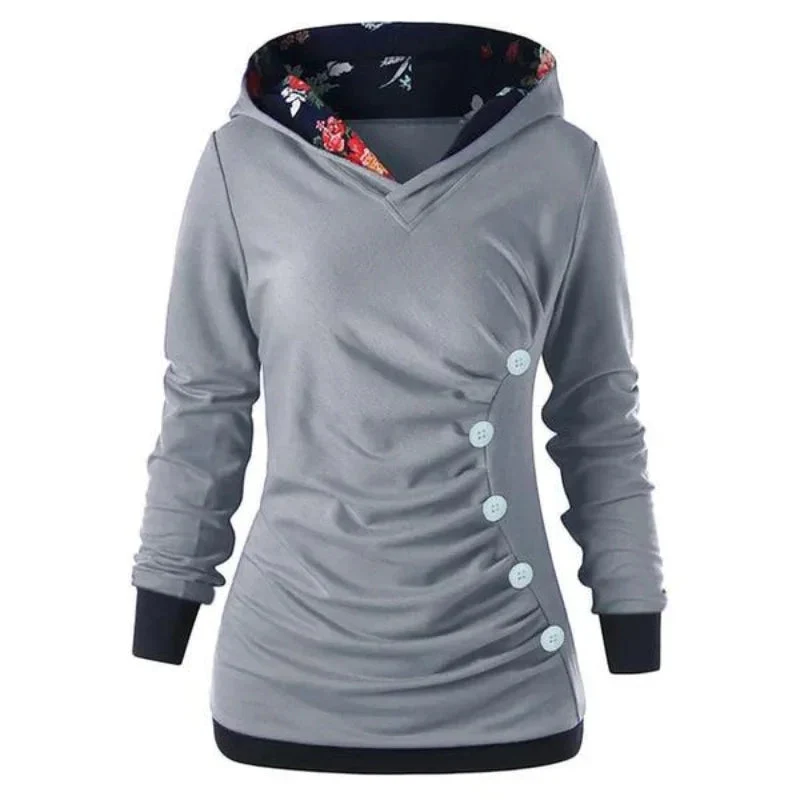 Women's Casual Fashion Solid Color Pullover Hoodie