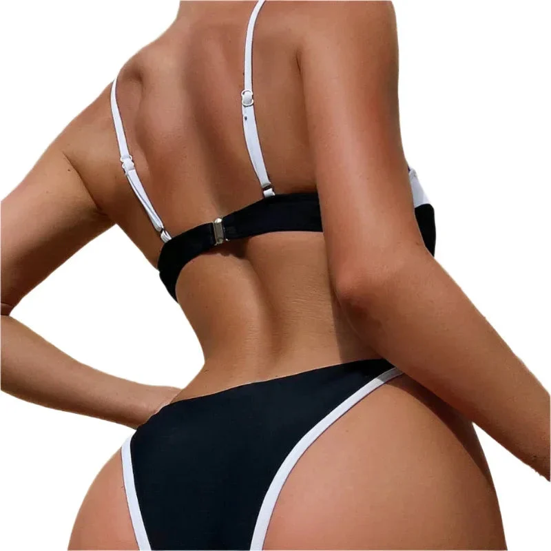 Summer Solid Color Off-Shoulder Bikini Women's Swimsuit