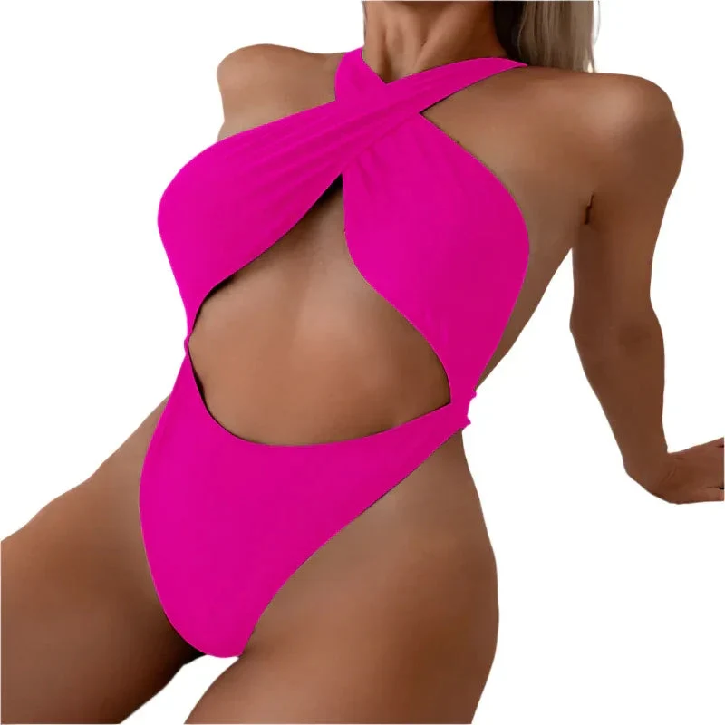 Women's One-Piece Bikini Hot Girl Neck Tight